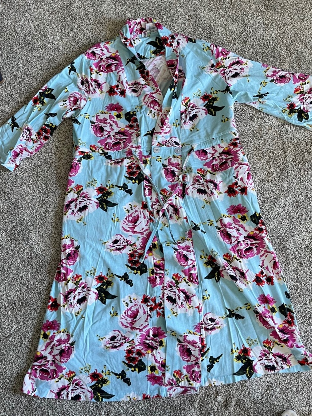 Gownies Blue/Pink Floral Post Surgery Recovery Robe